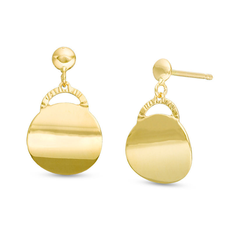 Made in Italy Curved Coin Drop Earrings in 10K Gold