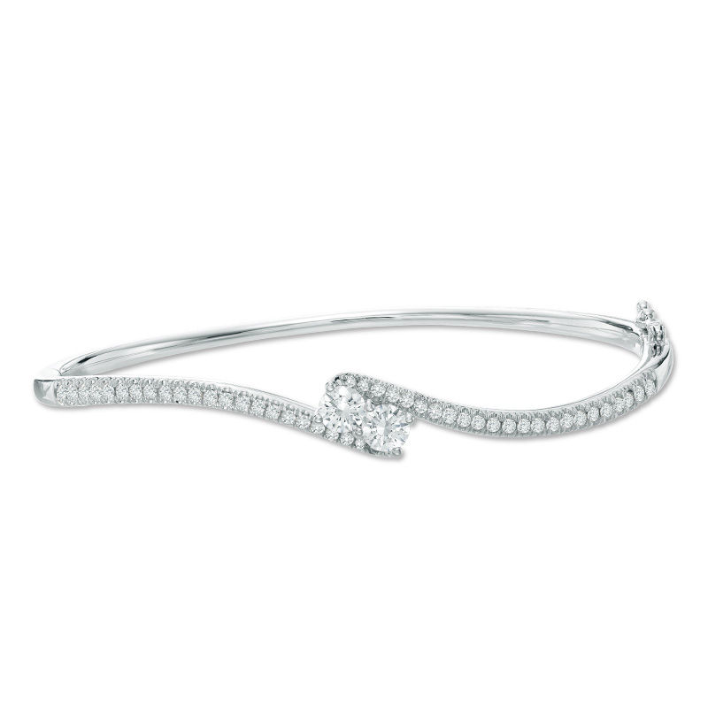 Ever Us™ 0.50 CT. T.W. Two-Stone Diamond Bypass Bangle in 14K White Gold