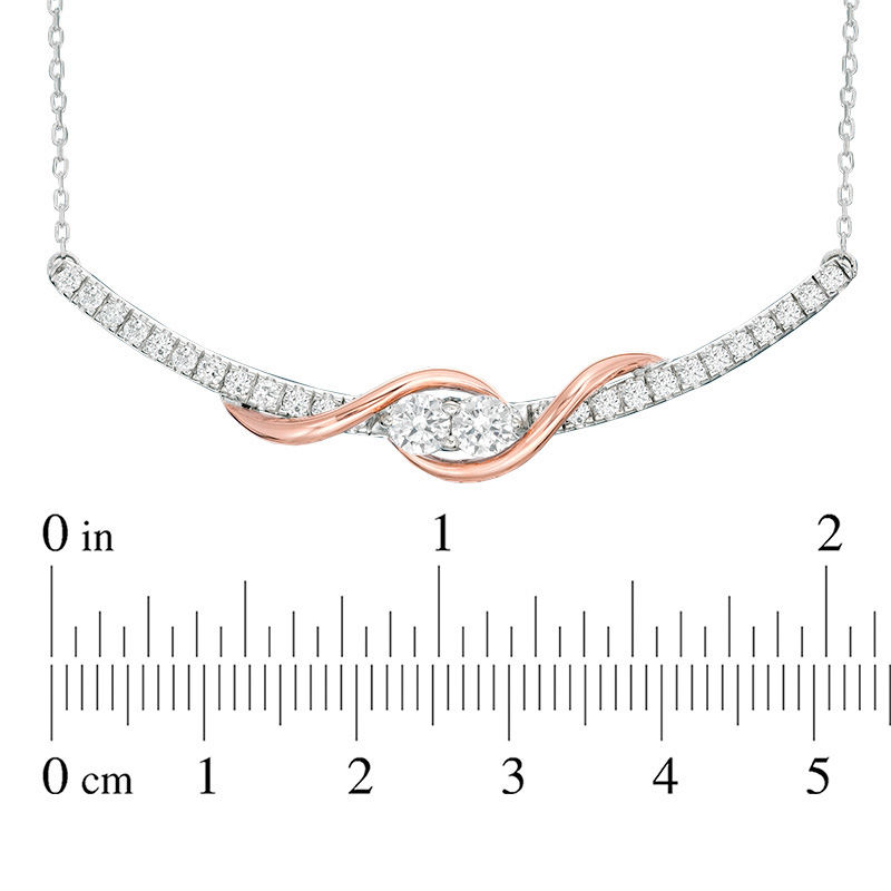 Ever Us™ 1.00 CT. T.W. Two-Stone Diamond Swirl Necklace in 14K Two-Tone Gold - 17"
