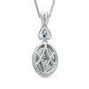 Thumbnail Image 1 of Vera Wang Love Collection 0.45 CT. T.W. Diamond and Blue Sapphire Oval Frame Pendant in 14K White Gold - 19"