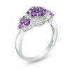 Thumbnail Image 1 of Amethyst Cluster and 0.09 CT. T.W. Diamond Frame Tri-Sides Ring in Sterling Silver