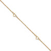 Thumbnail Image 0 of Diamond-Cut Heart Adjustable Anklet in 14K Gold - 10"