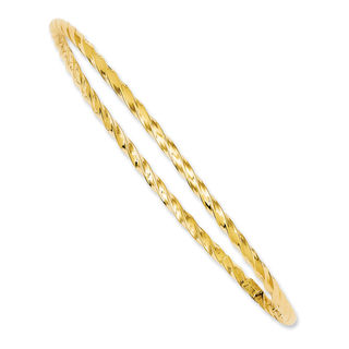 2.5mm Twisted Slip On Bangle in 14K Gold 8.0