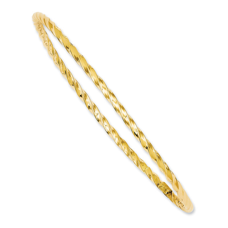 2.5mm Twisted Slip-On Bangle in 14K Gold - 8.0"