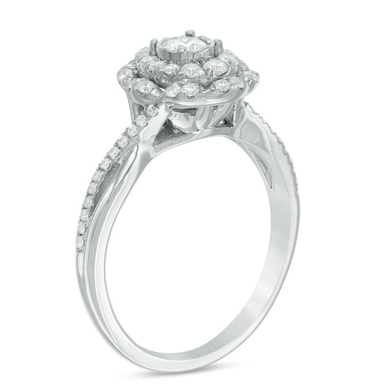 0.45 CT. T.W. Diamond Scallop Frame Engagement Ring in 10K White Gold