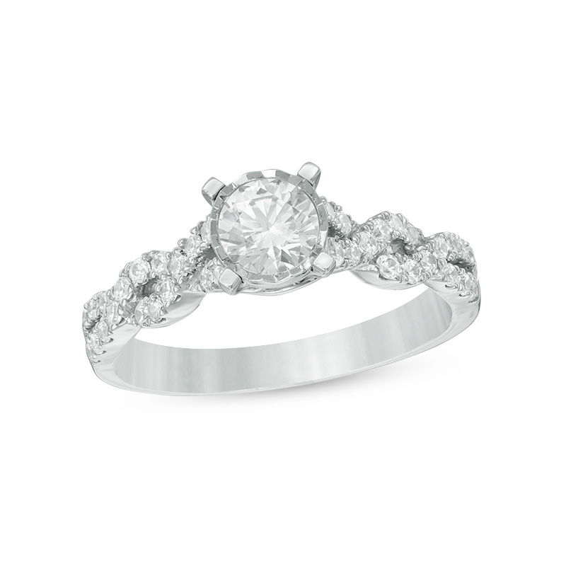 0.70 CT. T.W. Diamond Twist Engagement Ring in 14K White Gold