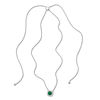 Thumbnail Image 0 of 7.0mm Lab-Created Emerald and White Sapphire Octagonal Frame Bolo Necklace in Sterling Silver - 30"