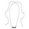 Thumbnail Image 0 of Amethyst and Lab-Created White Sapphire Frame Three Stone Bolo Necklace in Sterling Silver - 30"