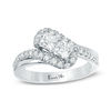 Thumbnail Image 0 of Ever Us™ 1.00 CT. T.W. Two-Stone Princess-Cut Diamond Tilted Bypass Frame Ring in 14K White Gold