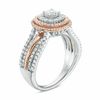 Thumbnail Image 1 of 1.00 CT. T.W. Diamond Triple Cushion Frame Multi-Row Engagement Ring in 14K Two-Tone Gold