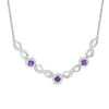 Thumbnail Image 0 of Amethyst and 0.18 CT. T.W. Diamond Three Stone Infinity Symbol Necklace in Sterling Silver