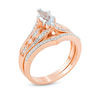 Thumbnail Image 1 of Marquise Aquamarine and 0.18 CT. T.W. Diamond Bridal Set in 10K Rose Gold