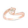 Thumbnail Image 0 of Oval Morganite and Diamond Accent Bypass Ring in 10K Rose Gold