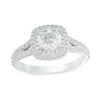 Thumbnail Image 0 of 1.00 CT. T.W. Certified Canadian Diamond Double Cushion Frame Engagement Ring in Platinum (H/VS2)