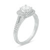 Thumbnail Image 1 of 1.00 CT. T.W. Certified Canadian Diamond Double Cushion Frame Engagement Ring in Platinum (H/VS2)