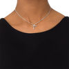 Thumbnail Image 2 of 0.11 CT. T.W. Diamond Cross Bolo Necklace in Sterling Silver - 30"