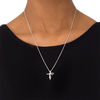Thumbnail Image 3 of 0.11 CT. T.W. Diamond Cross Bolo Necklace in Sterling Silver - 30"