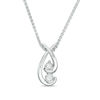 Thumbnail Image 1 of 0.09 CT. T.W. Diamond Two Stone Swirl Bolo Necklace in Sterling Silver - 30"