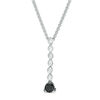Thumbnail Image 1 of 0.23 CT. T.W. Enhanced Black and White Diamond Linear Drop Bolo Necklace in Sterling Silver - 30"
