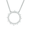 Thumbnail Image 1 of 0.45 CT. T.W. Diamond Open Sunburst Bolo Necklace in Sterling Silver - 30"