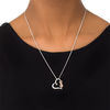 Thumbnail Image 3 of 0.11 CT. T.W. Diamond Tilted Heart with Infinity Bolo Necklace in Sterling Silver and 10K Rose Gold - 30"