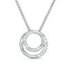Thumbnail Image 1 of 0.23 CT. T.W. Diamond Double Circle Bolo Necklace in Sterling Silver - 30"