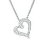 Thumbnail Image 1 of 0.18 CT. T.W. Diamond Tilted Heart Bolo Necklace in Sterling Silver - 30"