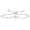 Thumbnail Image 0 of Blöem Lab-Created Pink Sapphire with White Enamel Plumeria Bolo Bracelet in Sterling Silver - 9"