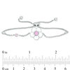 Thumbnail Image 1 of Blöem Lab-Created Pink Sapphire with White Enamel Plumeria Bolo Bracelet in Sterling Silver - 9"