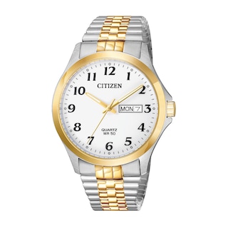 Men's Citizen Quartz Two-Tone Expansion Watch with White Dial (Model: BF5004-93A)|Peoples Jewellers