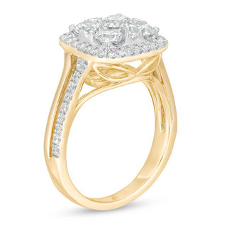 1.50 CT. T.W. Composite Diamond Elongated Cushion Frame Engagement Ring in 14K Gold|Peoples Jewellers
