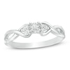 Thumbnail Image 0 of 0.065 CT. T.W. Diamond Tri-Sides Infinity Shank Promise Ring in Sterling Silver