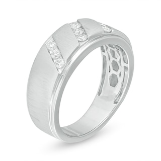 Men's 0.30 CT. T.W. Diamond Slant Wedding Band in 10K White Gold|Peoples Jewellers