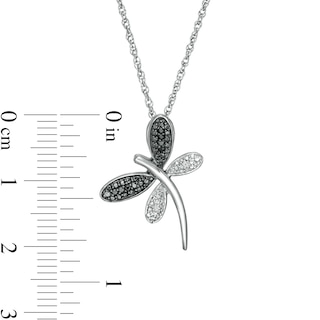 0.04 CT. T.W. Enhanced Black and White Diamond Dragonfly Pendant in Sterling Silver|Peoples Jewellers