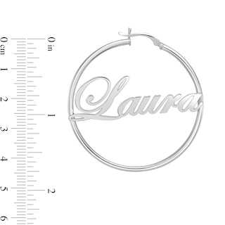 45.0mm Script Name Hoop Earrings Pair (1 Line)|Peoples Jewellers