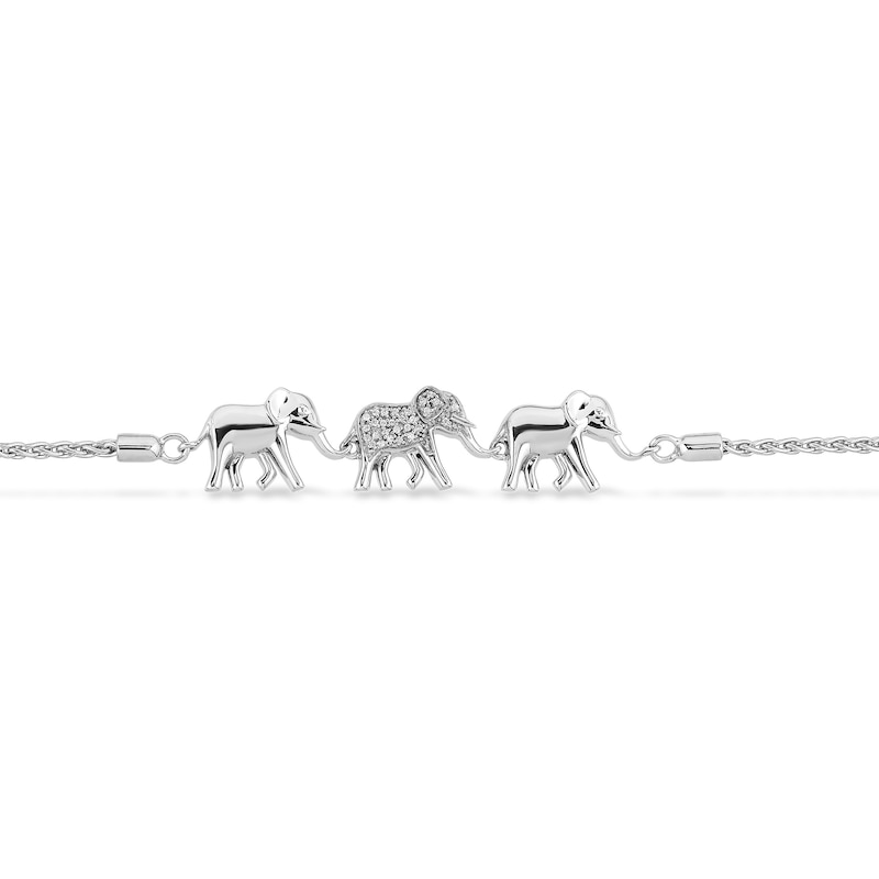 Disney Treasures The Lion King 0.04 CT. T.W. Diamond Elephant Family Bolo Bracelet in Sterling Silver - 9.0"