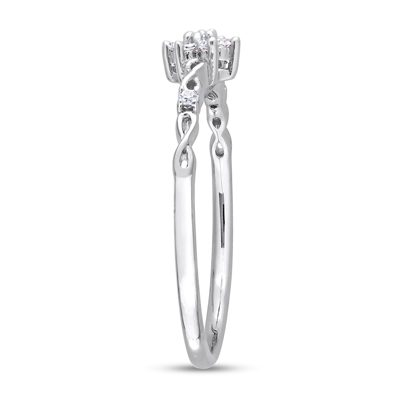0.09 CT. T.W. Diamond Flower Infinity Shank Promise Ring in Sterling Silver