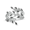 Thumbnail Image 0 of 0.10 CT. T.W. Black Diamond Leaf Wrap Ring in Sterling Silver