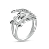Thumbnail Image 2 of 0.10 CT. T.W. Black Diamond Leaf Wrap Ring in Sterling Silver