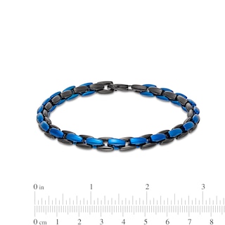 Men's 6.0mm Solid Link Chain Bracelet in Stainless Steel with Black and Blue Ion-Plate - 9"|Peoples Jewellers