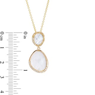 EFFY™ Collection Mother-of-Pearl and 0.08 CT. T.W. Diamond Abstract Double Drop Pendant in 14K Gold|Peoples Jewellers