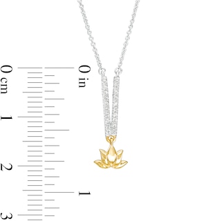 By Women for Women 0.08 CT. T.W. Diamond Lotus Flower "V" Necklace in 10K Two-Tone Gold|Peoples Jewellers