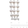 Thumbnail Image 2 of 7.0-8.0mm Oval Freshwater Cultured Pearl Triple Strand Necklace in Sterling Silver – 22"