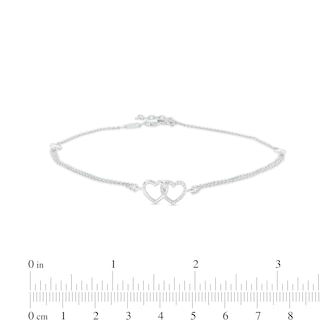 0.04 CT. T.W. Diamond Interlocking Hearts Anklet in Sterling Silver – 10"|Peoples Jewellers