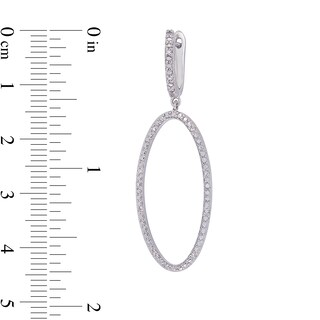 0.10 CT. T.W. Diamond Oval Open Circle Drop Earrings in Sterling Silver|Peoples Jewellers