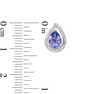 Pear-Shaped Tanzanite and 0.07 CT. T.W. Diamond Stud Earrings in Sterling Silver|Peoples Jewellers