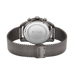 Men\'s Hugo Boss Skymaster Gunmetal Grey IP Chronograph Mesh Watch with Grey  Dial (Model: 1513837) | Peoples Jewellers