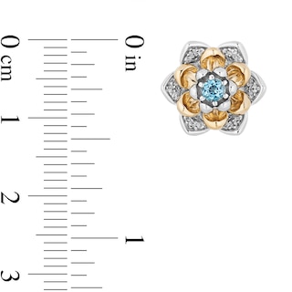 Enchanted Disney Jasmine Swiss Blue Topaz and 0.145 CT. T.W. Diamond Stud Earrings in Sterling Silver and 10K Gold|Peoples Jewellers