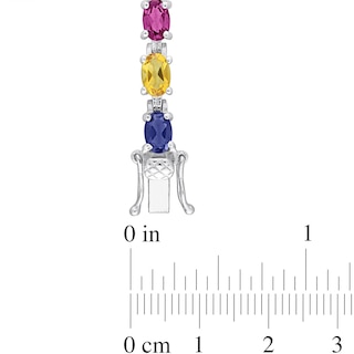 Oval Multi-Gemstone Rainbow Line Bracelet in Sterling Silver|Peoples Jewellers
