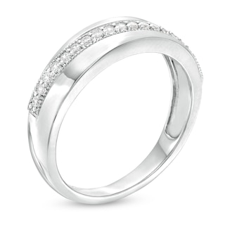 Men's 0.25 CT. T.W. Diamond Slant Wedding Band in 10K White Gold|Peoples Jewellers